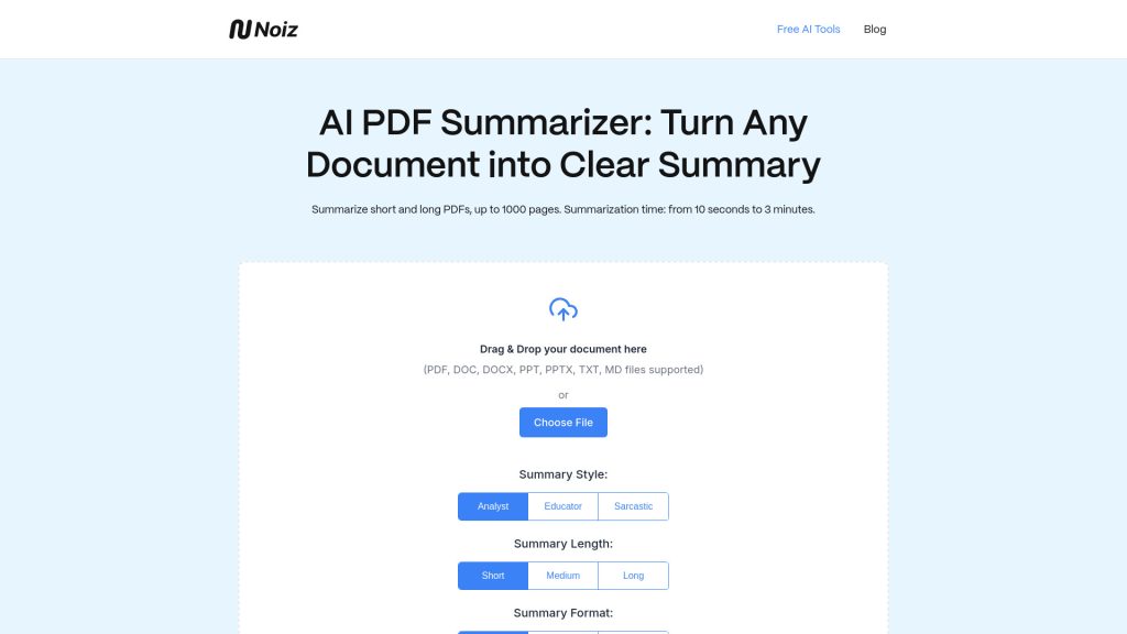 AI PDF Summarizer | Noiz: Resúmenes PDF Gratis (hasta 1000 páginas) 6 AI PDF Summarizer | Noiz: Resúmenes PDF Gratis (hasta 1000 páginas)