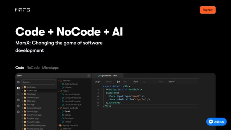 MarsX: Revoluciona la Creación de Aplicaciones con IA, NoCode, Code y MicroApps