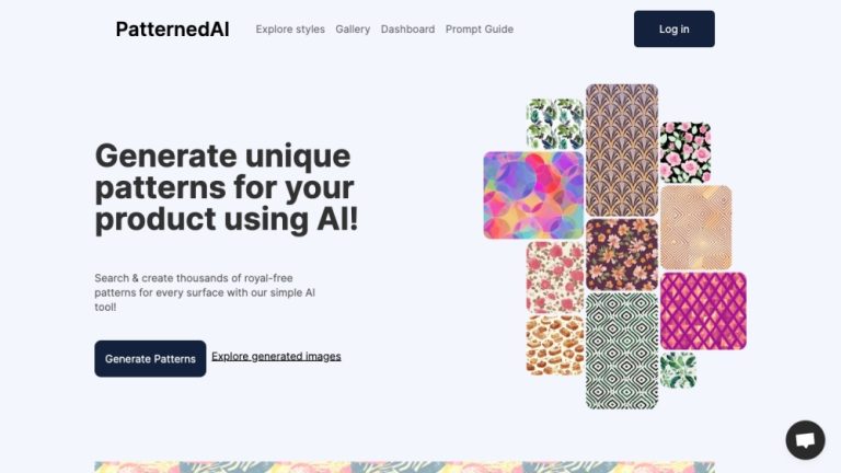 PatternedAI: Creador de Patrones Sin Costura con IA - Descarga Diseños Únicos y Libres de Regalías
