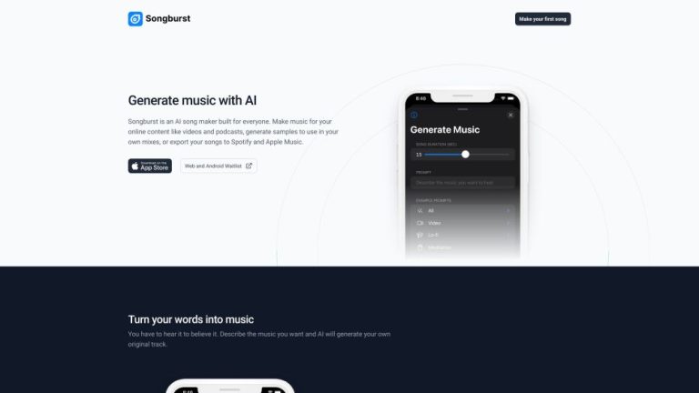 Songburst: Crea canciones originales a partir de tus palabras con Songburst, un generador de música impulsado por IA