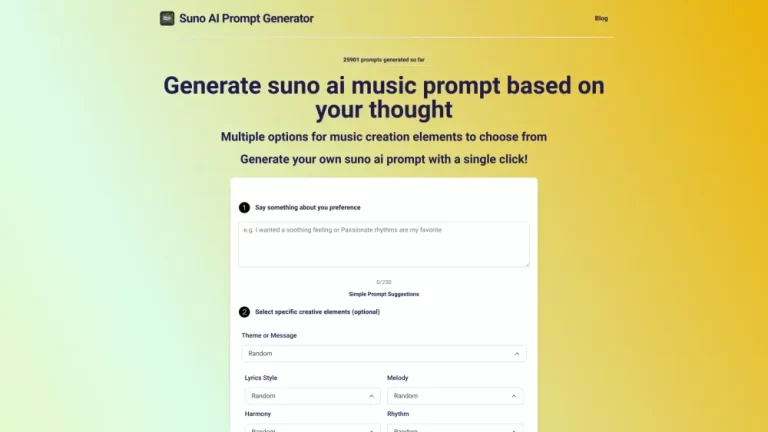Suno AI Music Prompt Generator: Genera Indicaciones Musicales desde tus Pensamientos