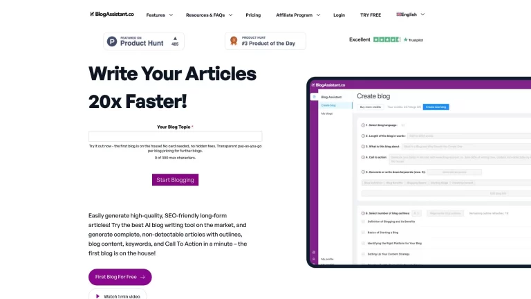 Blog Assistant: La Herramienta de IA para Crear Artículos de Blog Rápidamente y Fácilmente