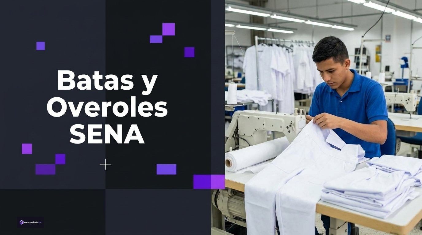 Curso Batas y Overoles SENA. Estudiante del SENA en entorno de aprendizaje real.